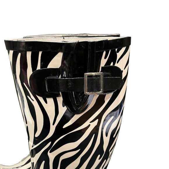 Dirty Laundry Black and White Zebra Print Rain Boots - Picture 6 of 11